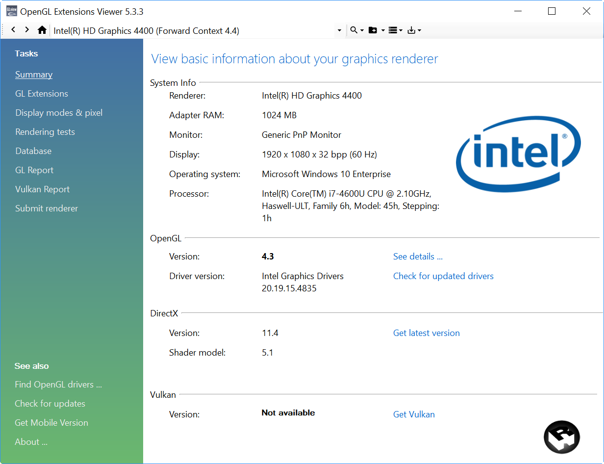 opengl 4.4 download windows 10 intel
