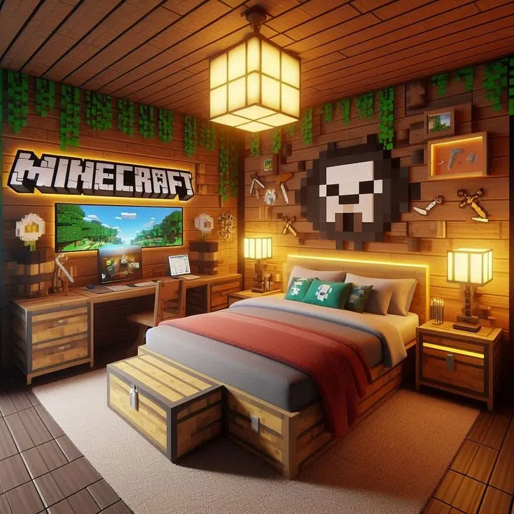 Minecraft Wooden Themed Bedroom