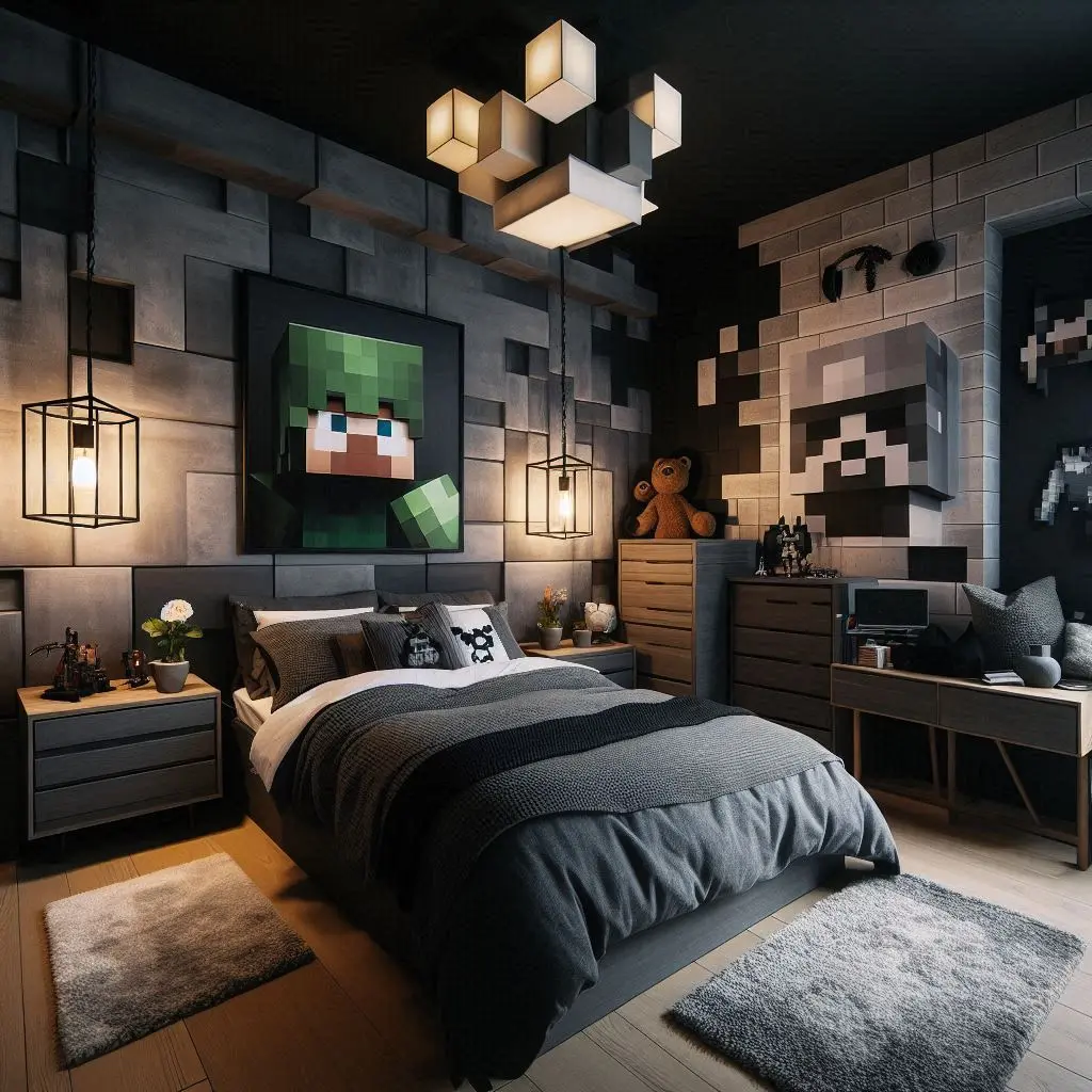 Black themed bedroom minecraft