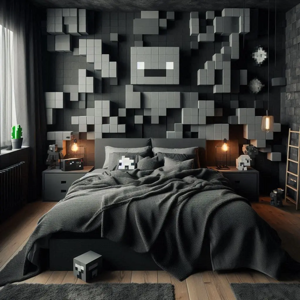 grey blocks on walls minecraft bedroom