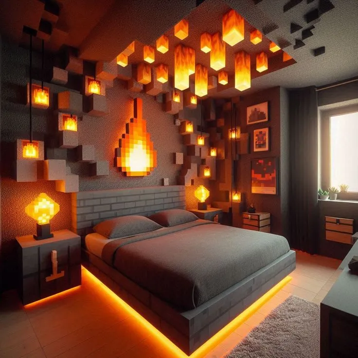 minecraft laval themed bedroom