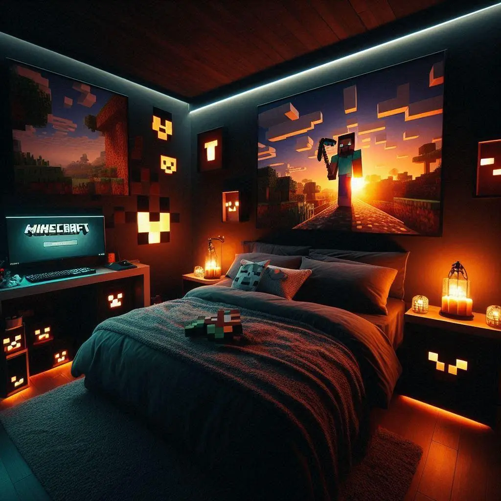 Dark and yellow themed bedroom