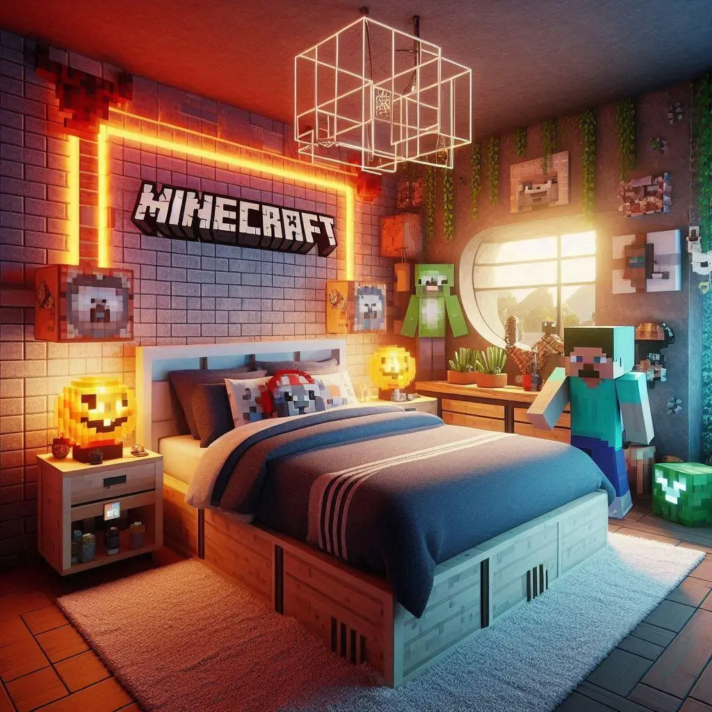 Large Minecraft Dools themed bedroom