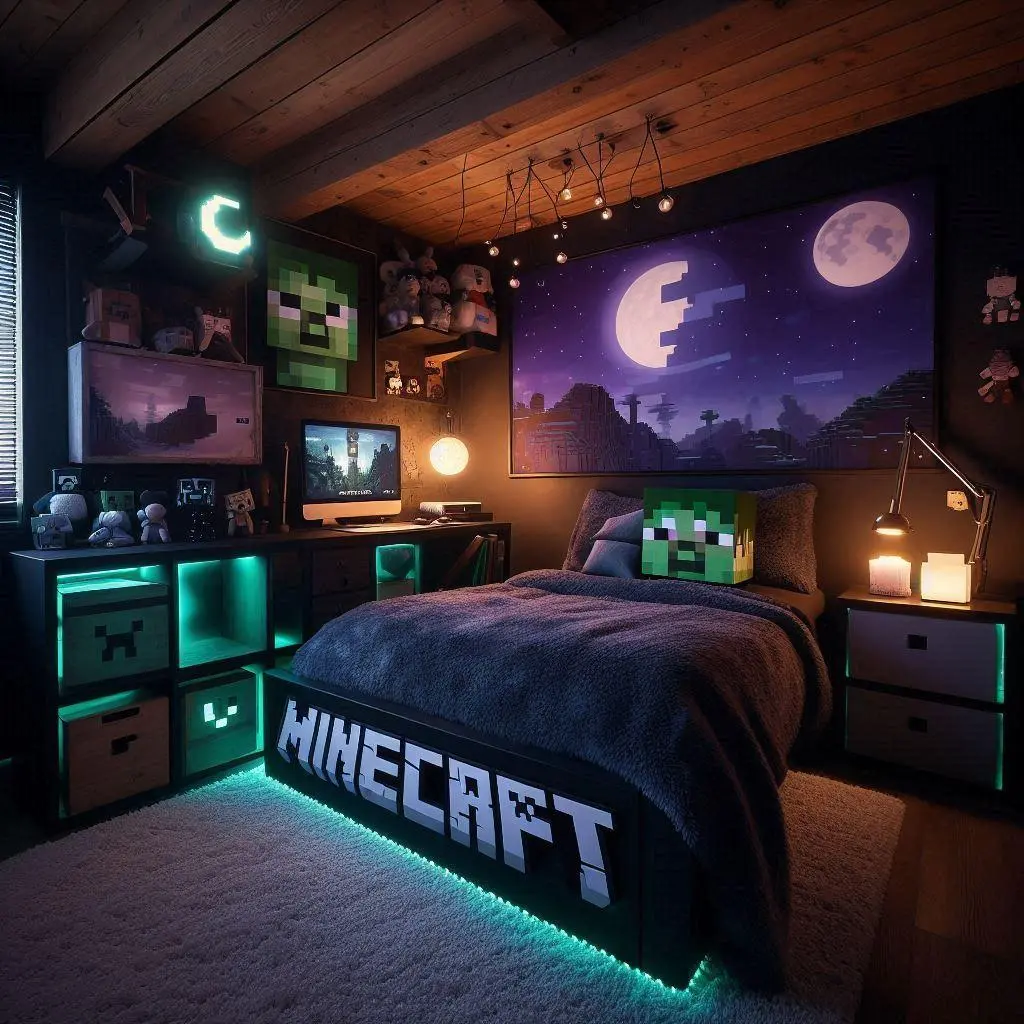 Dark Minecraft Bedroom