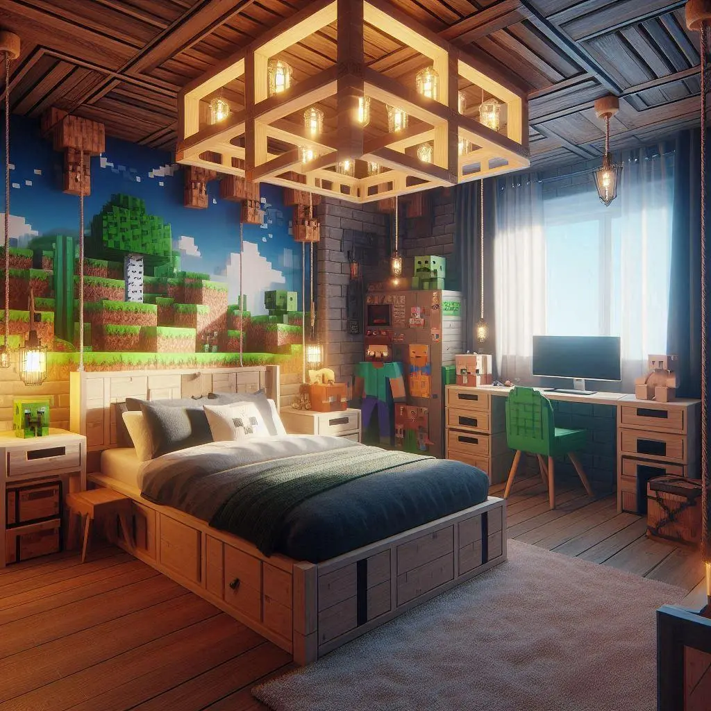 minecraft light themed bedroom