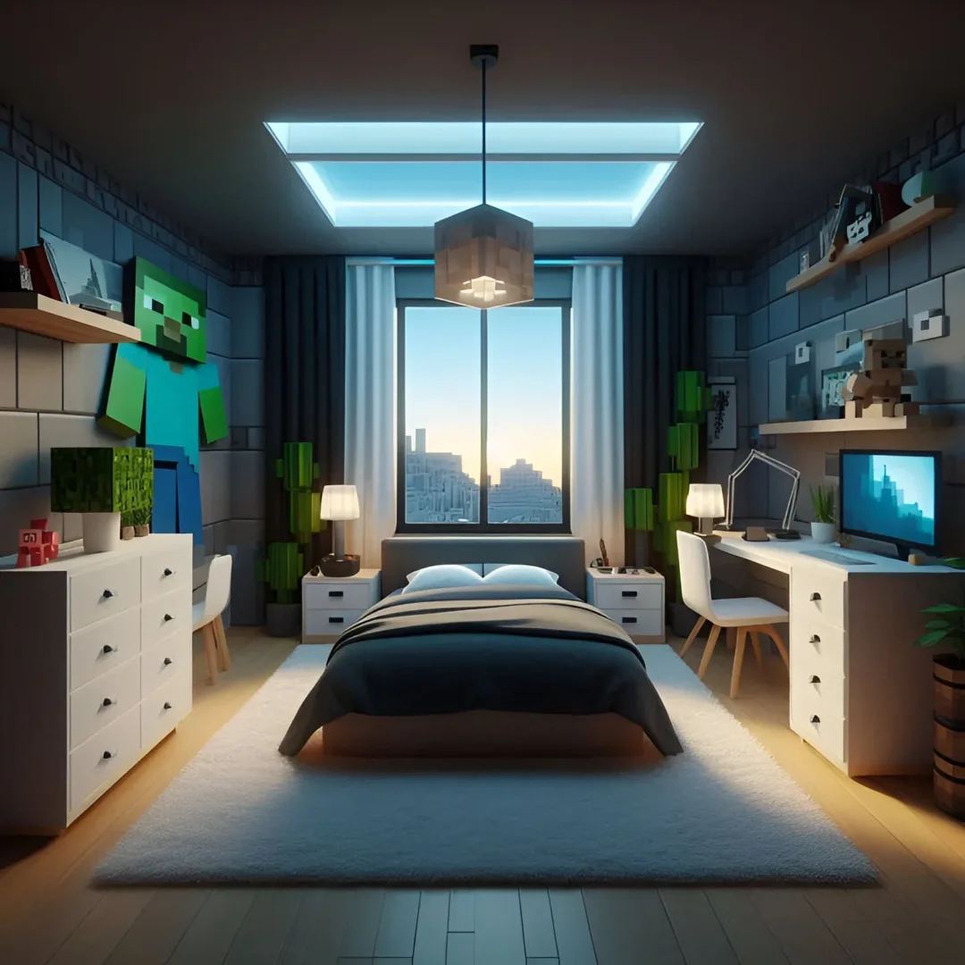 minecraft zombie themed bedroom