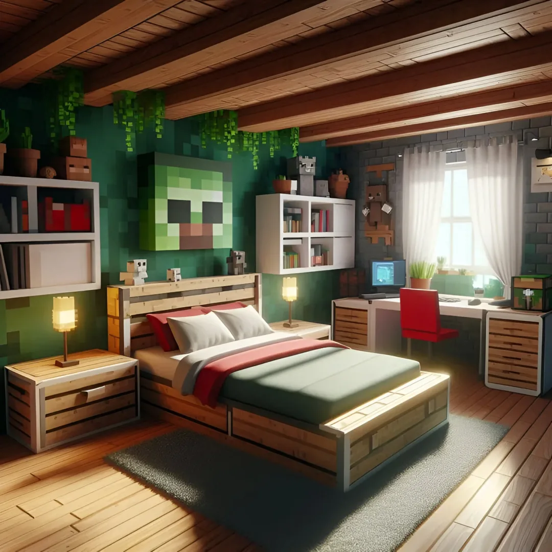 minecraft overworld themed bedroom