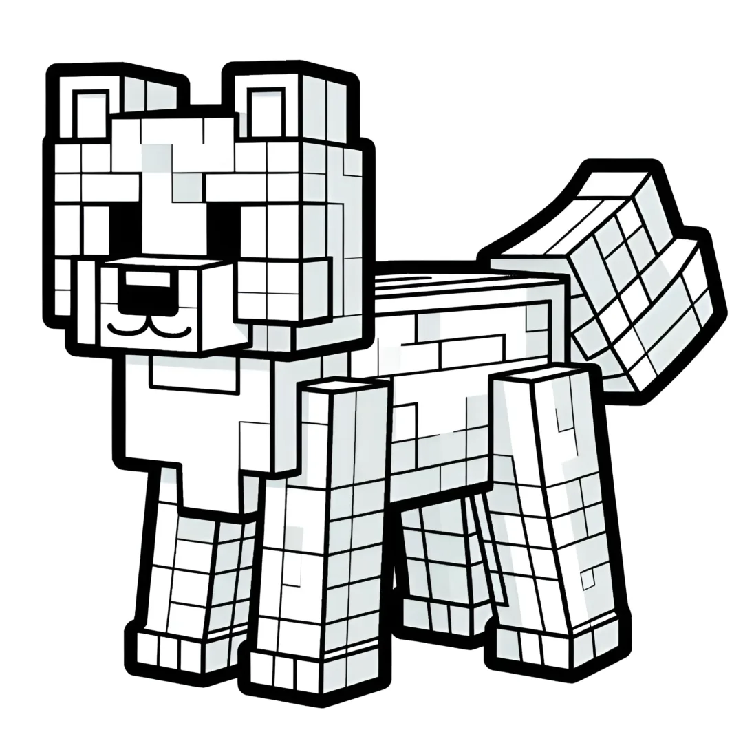 Baby minecraft wolf coloring page