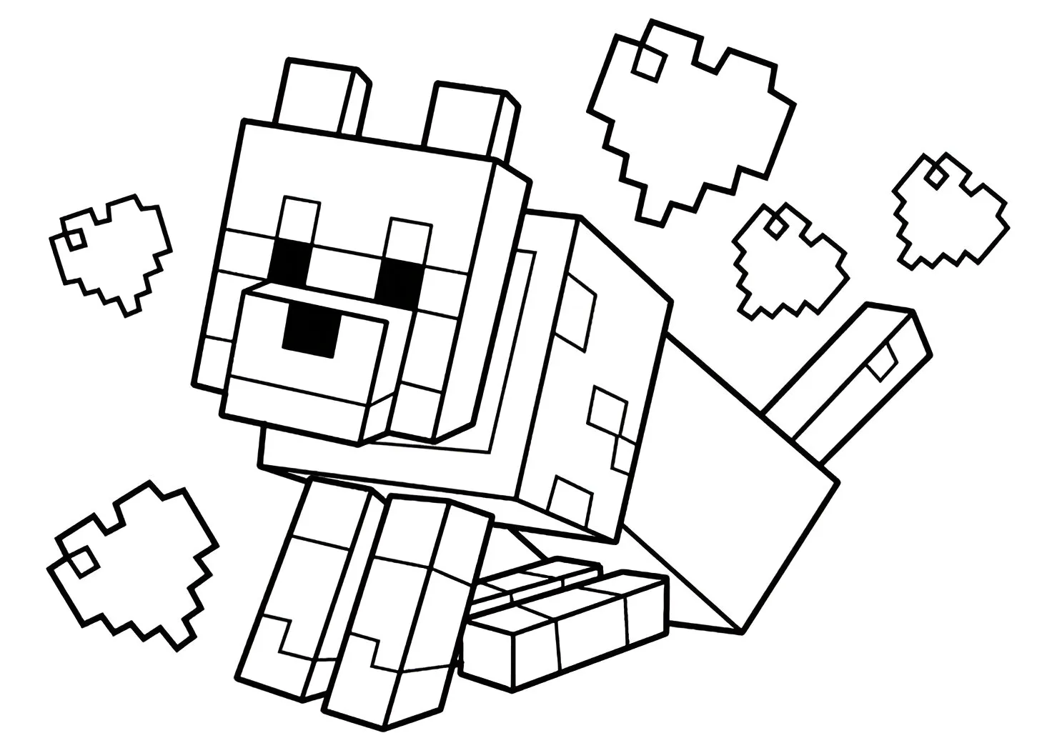 Wolf with hearts coloring page minecraft 