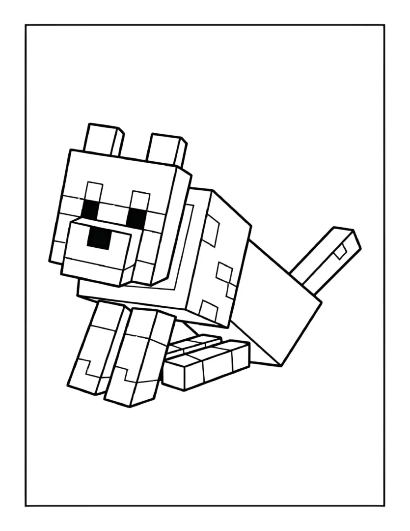 Minecraft wolf sitting coloring page