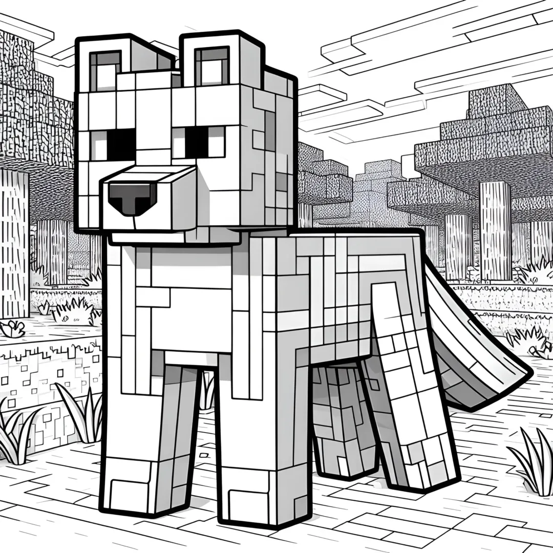 Angry minecraft wolf coloring page